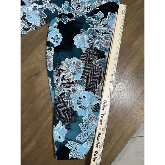 Charter Club Blouse Plus Size 2X Blue Floral Button Roll Tab Sleeve Abstract - Picture 15 of 15